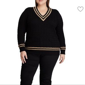 Lauren Ralph Lauren Plus Cableknit stripe sweater